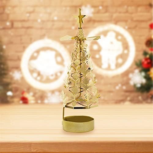 Yynlknkn Desktop Christmas Lanterna Rotulando Bandeja Rotativa Tealight Tree Shape Candlestick Decoração
