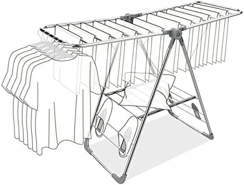 Midunu Roupas de secar varanda rack de secagem, cabide de resfriamento ao ar livre, dobramento de pouso, varanda interna e externa em casa retrátil, rack de secagem simples