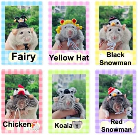 Hamster chapéu mini animais pequenos com cinta ajustável adorável malha de chapéus minúsculos para lagarto de
