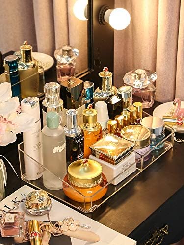 Bandeja de organizador de maquiagem acrílica clara, 9 espaços Caixa de armazenamento de estojos cosméticos