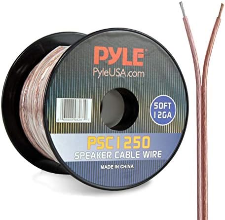 Fio de alto -falante Pyle 50ft 12 medidores - cabo de cobre em bobo para conectar estéreo de áudio