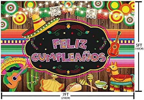 Aibiin 7x5ft Feliz cumpleaños cenário mexicano Fiesta de feliz aniversário decorações de festa Cinco