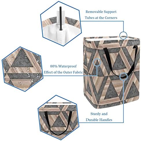 Triângulo textura de madeira impressa cesto de roupa dobra