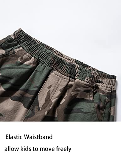 Wiyoshy Boys 'Elastic Waist puxe com calças de carga para crianças de 4 a 14 anos