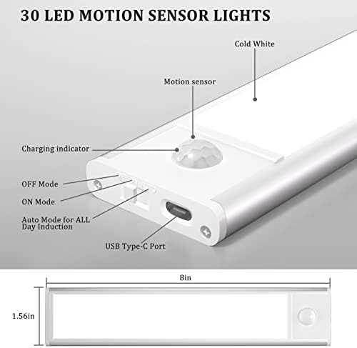 Sob as luzes do gabinete, o sensor de movimento recarregável luz de bateria magnética interna, LEDS, LED sem fio sob luzes do banheiro do armário para o corredor do porão da cozinha
