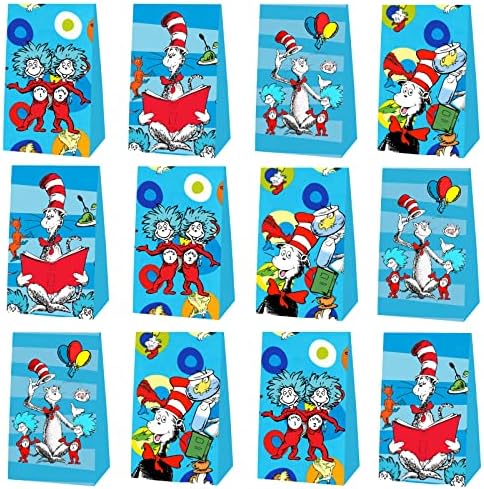 Dr. Seuss Party Gift Bags Goodie Bags for Cartoon Theme Birthday Party Supplies, Decorations Bags
