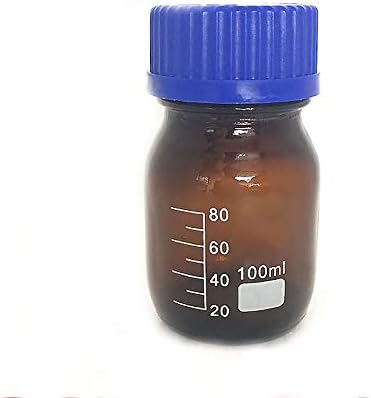 Garrafa de reagente ácido de vidro marrom âmbar autoclavável com tampa azul GL45