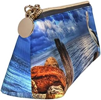 DCARSETCV PELICAN BAY AZUL Blue mar Sky Lápis Case de caneta fofa de capa triângulo de couro para bolsa de lápis