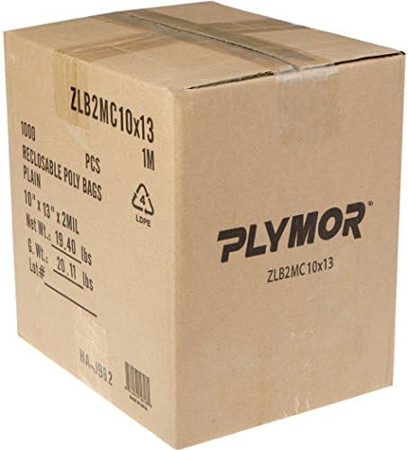 Plymor Zipper Reclosable Sacos plásticos, 2 mil, 10 x 13
