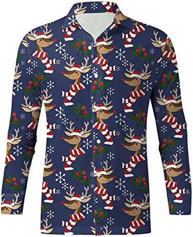 Camisas de Wocachi Mens Natal, Button Down Down do Natal Santa Claus Fantas Casas de Parque de Cola