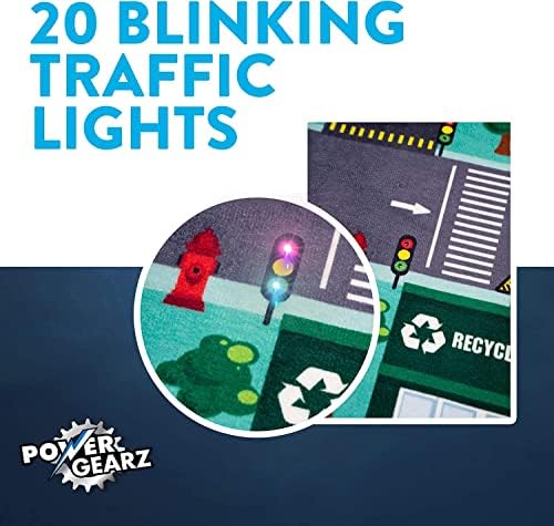 Power Gearz Kids Carpet Playmat Rug-Tocam caminhões Mat & Toy Trucks 3pack com semáforos de LED automáticos,