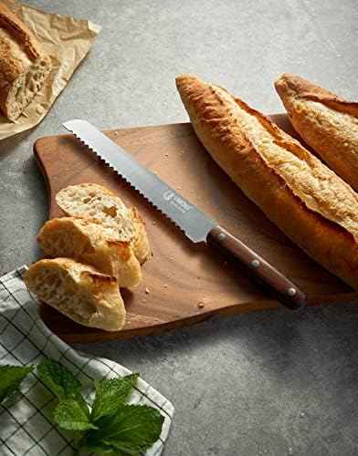 UMOGI Professional de 8 polegadas de 8 polegadas Chef Kniffe & Bread Knife com capas - Aço inoxidável alemão de alto carbono, alça de madeira natural de Tang Full com rebites triplos firmes e bonita - Caixa de presente