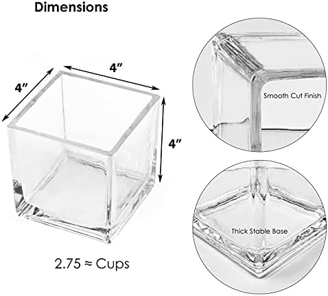 Vaso do cubo de vidro do cys Excel 4 x4 x4 | Vaso de flor de casamento quadrado Centrulpieces | cúbico de vidro