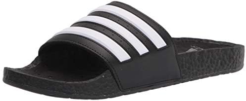 adidas unissex adult adilete boost slide sandália, preto/branco/preto, 10 mulheres homens nós