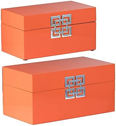 A&B Home 13,5 e 11,5 l Caixas decorativas de laranja retangular/ferro, para armazenamento organizado,