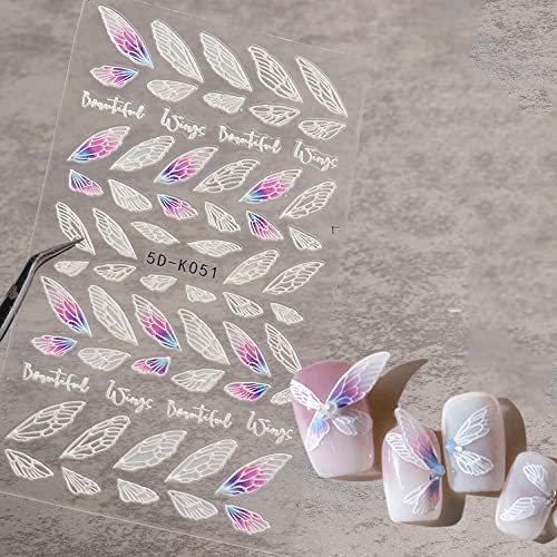 Adesivos de arte da flor de rosa, suprimentos de arte de borboleta suprimentos de unhas 5D Decalques de unhas