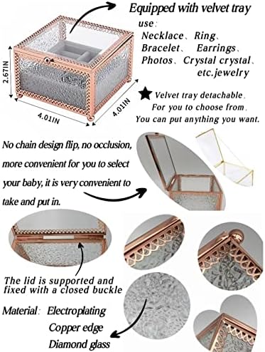 Entrlityful Rose Gold Binket Box Ring Bracelet Crystal Stone Storage Bandejas de Velves de Velves
