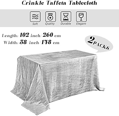 Pacote de Turstina 2 Pacote Toleta de mesa de tafetá de tafetá 58 x 102 polegadas Crushas retangulares Crismas