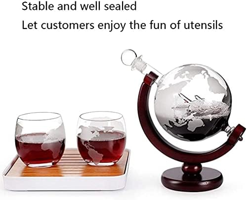 Originalclub Globe Whisky Decanter Set com 2 copos de vinho de vidro globo, decantador de uísque e conjunto de