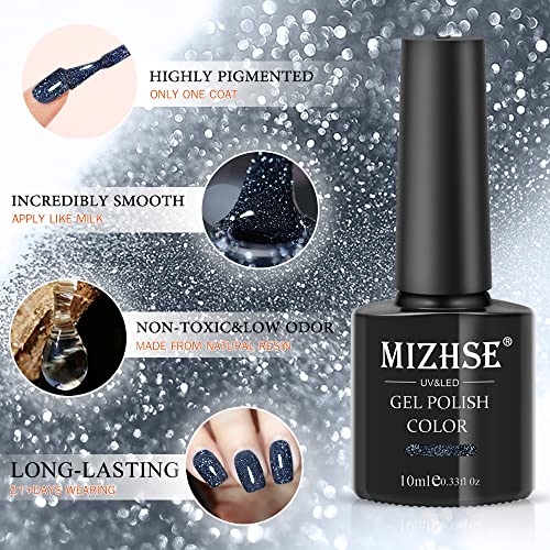 Mizhse Diamond Gel Achaness, conjunto reflexivo de polimento de gel de glitter, kit de manicure de enxerto