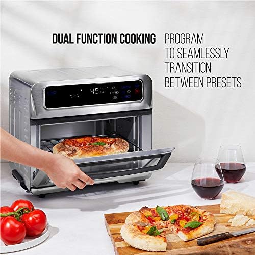 Chefman Air Fryer Toaster Forno XL 20L, Cozinha saudável e amigável, bancada Bake & Broil, 9 funções