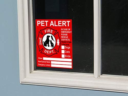 Pet Inside Adster - 8 Pack Pet Alert Safety Fire Rescue Sticker Decalque Encaminhar nossos animais de estimação CAT/DOG Em uma emergência de incêndio, os bombeiros verão alerta na janela, porta ou casa e resgatar nossa família.