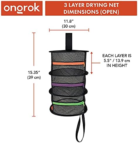 Rack de secagem de malha OnGrok, 3 camadas, rede de secagem de ervas, tenda de secador de planta