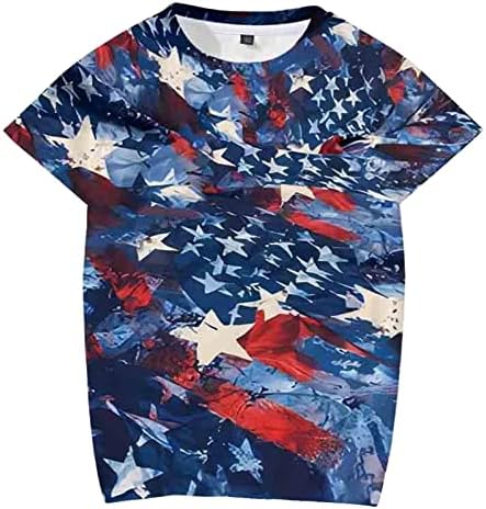 Camisas casuais de verão masculino do dia norte -americano do Dia da Independência 3D de Independência 3D Manga