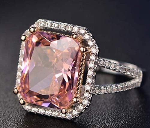 Anéis de casamento de quartzo rosa anéis de casamento feminino 925 Sterling Silver Jewelry Ring Romantic Gemstone noivado de noivado de festas