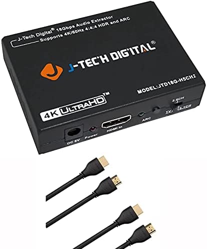 J-Tech Digital 4K HDMI para HDMI e Audio Extrator Converter pacote De-embebedder com 2 pacote