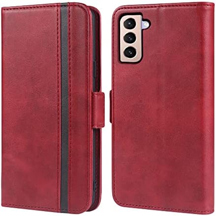 FDCWTSH Compatível com a caixa de carteira Samsung Galaxy S22 5G e a pulseira de pulso e o suporte de couro para suporte de cartolina acessórios de células móveis capa de telefone móvel para gaxaly s 22 22s g5 homens homens vermelhos