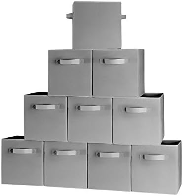 PRORGIDO [10-Pack, Black] Cubos de armazenamento com duas alças, ideal para prateleiras cestas de