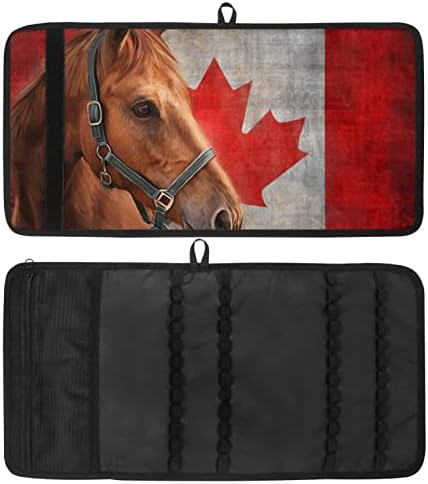 Caixa de lápis Guerotkr, bolsa de lápis, capa de caneta, bolsa de caneta, bolsa de lápis pequena, cavalo e bandeira canadense