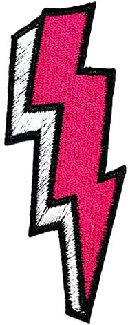 Rareasy Patch Set 2 Pcs. Iluminação rosa Flash Thunderbolt Cartoon Bordado Sew On Patch Roupas Bolsa de camiseta Jeans Bicker Aplique Applique Stickers Roupas Bordado Moda
