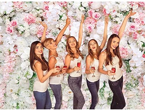Festa de Flor de Flores de Flores de Rosa Branca Rosa Partido do Dia da Mãe Bridal Chuveiro Photoshoot Chuveiro de Banco de Bolo de Bolo de Bolo Banner 82x40in