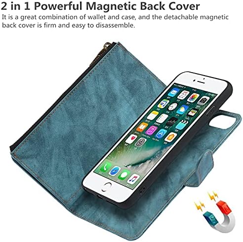 ICOvercase para iPhone 8 Plus/7 Plus/6s Plus/6 Plus Caixa de carteira com suporte de cartão e pulseira de pulso, caça de tampa de chuteiro de couro PU, capa de capa de flip de 5,5 polegadas
