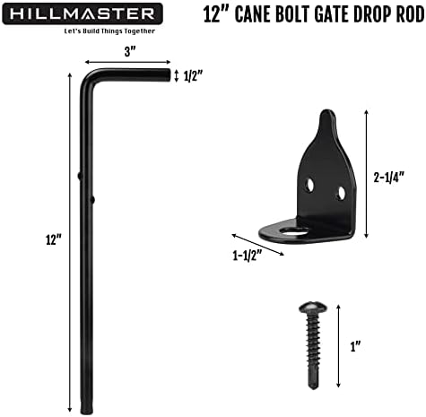 Hillmaster de 12 Pesquisa para o portão de parafuso de bengala haste de gotas para cerca de madeira, hardware de