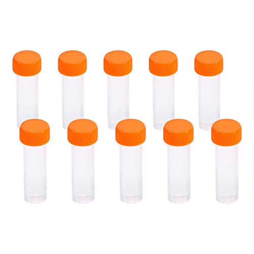 10 PCS Tubos de teste de plástico, 5 ml de teste de teste transparente com tampas para armazenamento de doces, partido,
