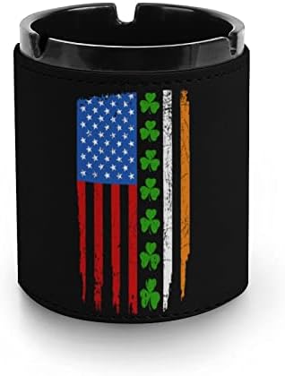Irlanda American Flag Leather Ashtray redonda de cigarros de bandeja de cinzas portátil para decoração de