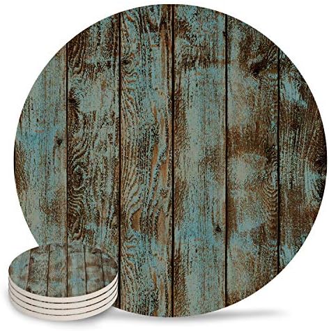 Sonernt Drink Coasters Absorvente Coaster de barra de pedra vintage azul pálido e verde Green Wood