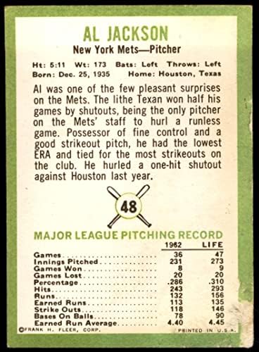 1963 Fleer 48 Al Jackson New York Mets Good Mets