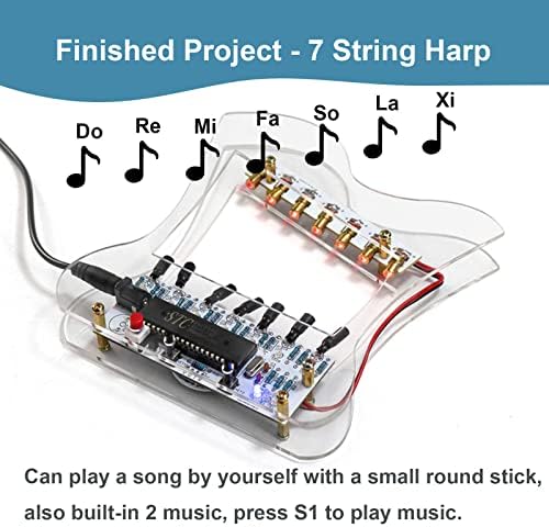 Geekljt Electronic Harp Diy Soldering Kit, 7 String Magic harp kits eletrônicos, kit de projeto de solda