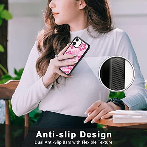 Caixa de telefone rosa Hibiscus Compatível com iPhone 11 6,1 polegadas - Proteção à prova de choque TPU