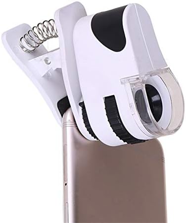 Huangxing - USB Recarregável 60 vezes com LED Light Telefone Clipe Microscope Alta ampliação de lupa transparente