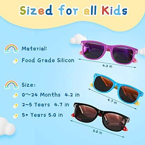 Óculos de sol Azuza 5 Pack Kids Silicon Silicon Polarized UV Protected Sports Sunglasses para crianças meninos e