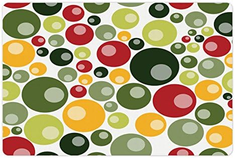 Tapete de estimação retro lunarable para alimentos e água, padrão vintage colorido com formas de círculo de bolhas