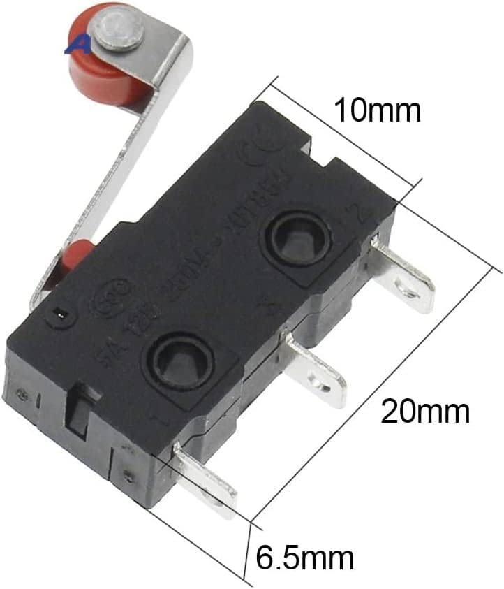 Koaius Industrial Switches 100pcs Mini Micro Switch 3pin com interruptor de limite de rolo MicroSwitch