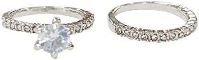 2023 Novo 2pcs água gota anel de zircão branco anel de cristal de casal ring ring moda casal ring