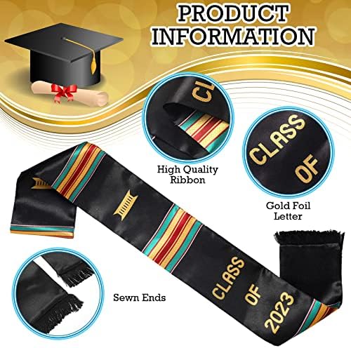 Libima Kente Graduation roubou com 3 PCs Tassel Honor Cord Class of 2023 Graduation Sash for Women Graduation