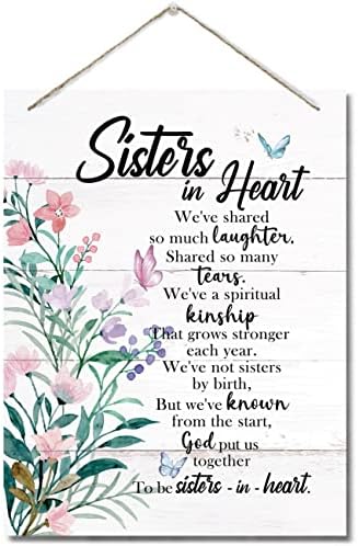 Irmãs em sinal de decoração do coração, irmãs de coração, compartilhamos tanto riso pendurando placas de parede